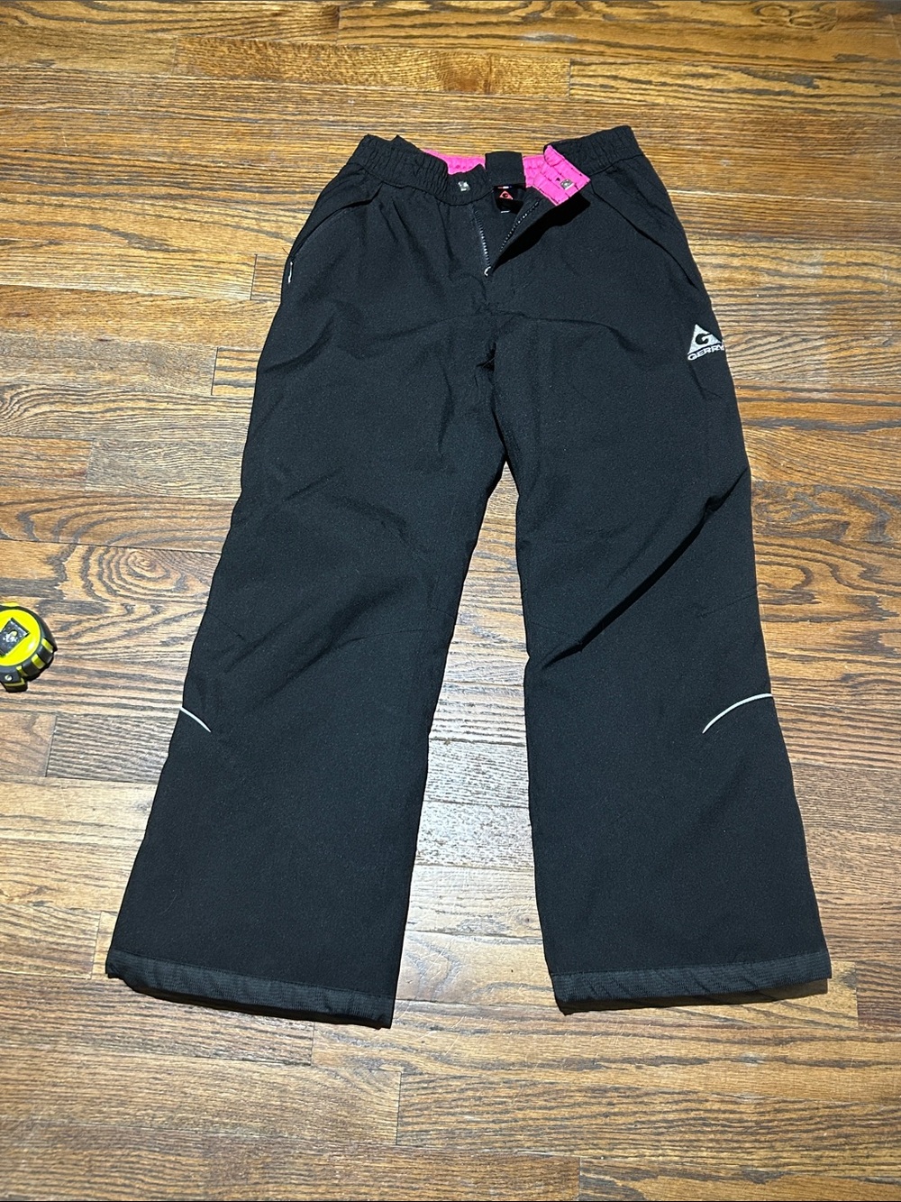 Kids Black Snow Joggers with Pink Waist Accent